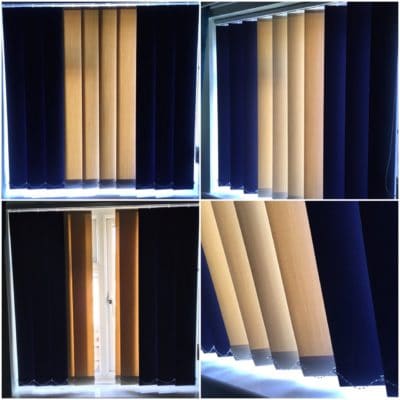 Vertical Blinds - Mix coloured window blinds - fitting service - Leominster Herefordshire