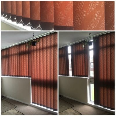 Window and door Blinds fitting service in Knighton - brownish and viola - long