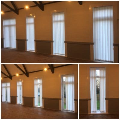Village hall window blinds fitting service made to measure - Herefordshire