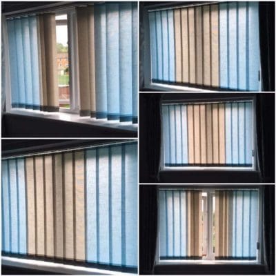 Vertical Blinds - Window Blinds - Mix colour - Blue and brown - child safe - Herefordshire
