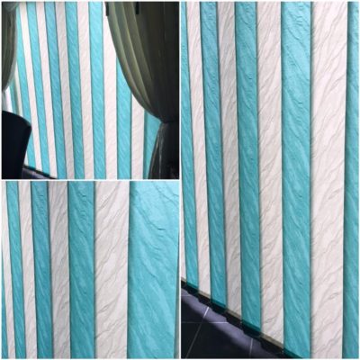 Vertical Blinds mix colour blue and white colours - fitting and installation - material aneta