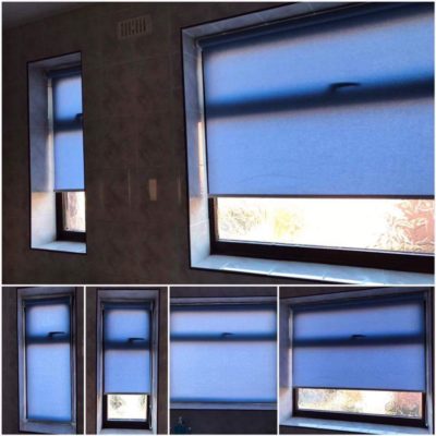 Roller Blinds window fitting service blue colour not blackout