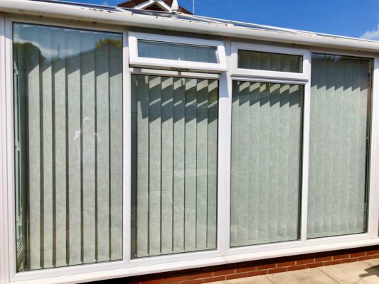 vertical blinds - conservatory blinds - in hereford - wide window inside small window