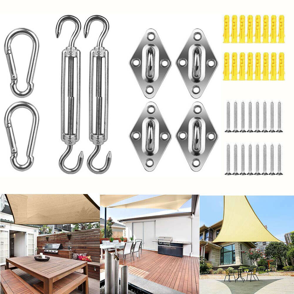 Stainless Steel Outdoor Garden Sun Sail Shade Canopy Fixing Fittings Screws UK 