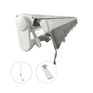INT400 Half Cassette Retractable Garden Patio Awnings Electric and Manual Control White Frame