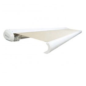INT500 Full Cassette Garden Patio Awnings Retractable - Colour Cream Fabric White Frame