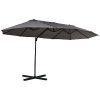 Intelroll Double Canopy Offset Parasol Umbrella Garden Shade Steel Canopy Grey