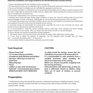 INTELROLL INT500 MANUAL GUIDE HANDBOOK MOTORISED AWNING LED CANOPY INSTALL RETRACTABLE ELECTRIC INTROLL INT INSTALLATION