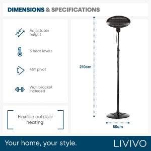 Quartz infrared heater for awnings in patio and outdoor garden wall mounted size 2000w 2kw