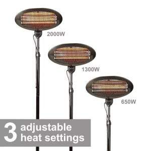 3 setting hight Quartz infrared heater for awnings in patio and outdoor garden wall mounted size 2000w 2kw indoor front
