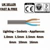 TWIN AND EARTH CABLE LIGHTING SOCKET WIRE WIRING T&E GREY 1.5mm 2.5mm 6mm 10mm For Electric Awnings