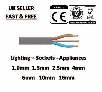Twin And Earth Grey Cable – 1mm, 1.5mm, 2.5mm, 6mm, 10mm – Cut To Length (T&E)