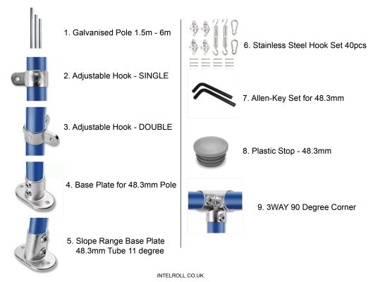 new Intelroll Sun Shade Sail Pole Tube and equipment set 2025