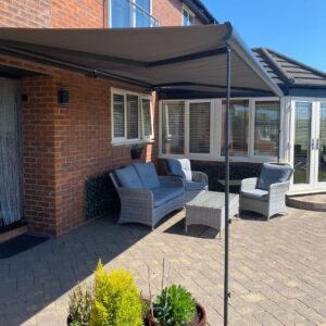 Support Pole Leg colour grey for Intelroll Awnings with awning side full view