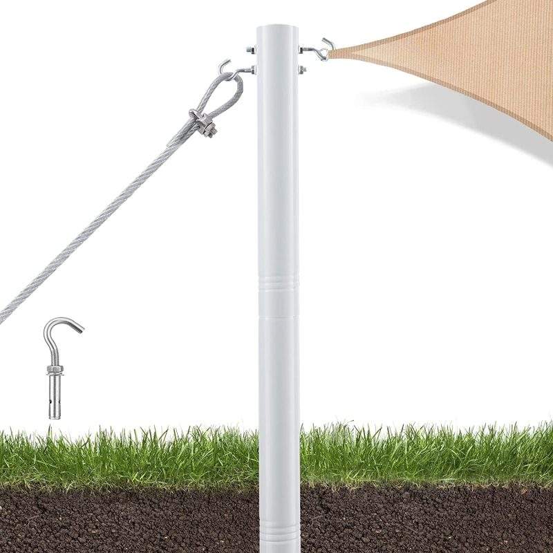 Sun Shade Sail Pole 1.5m 3m 3.5m 4m 5m 6m galvanised with optional