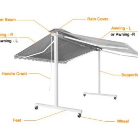 Stores autoportants Intelroll INT650 avec pieds, roues et couverture de toit