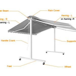 Intelroll INT650 Free Standing Awnings with legs wheels and roof top coverage