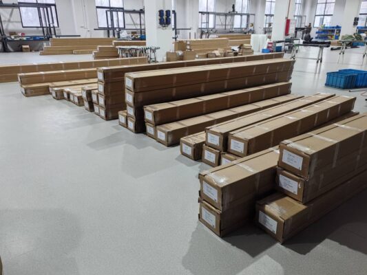 warehouse Intelroll retractable awnings in manufacturing stage